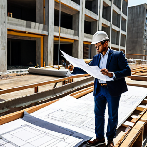 **

"A professional architect, fully clothed in stylish work attire, reviewing blueprints at a sunlit construction site in São Paulo, Brazil. Modern buildings in the background. Safe for work, appropriate content, professional, perfect anatomy, correct proportions, well-formed hands, natural pose, high resolution."

**
