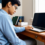 Focused Study Environment**

A student, fully clothed in comfortable study attire, sits at a clean and organized desk. The desk has neatly arranged books, a laptop, and a planner. Soft, natural light fills the room. Background is a quiet home office with minimal distractions. safe for work, appropriate content, fully clothed, professional, perfect anatomy, correct proportions, natural pose, well-formed hands, proper finger count, natural body proportions, high quality image.

**