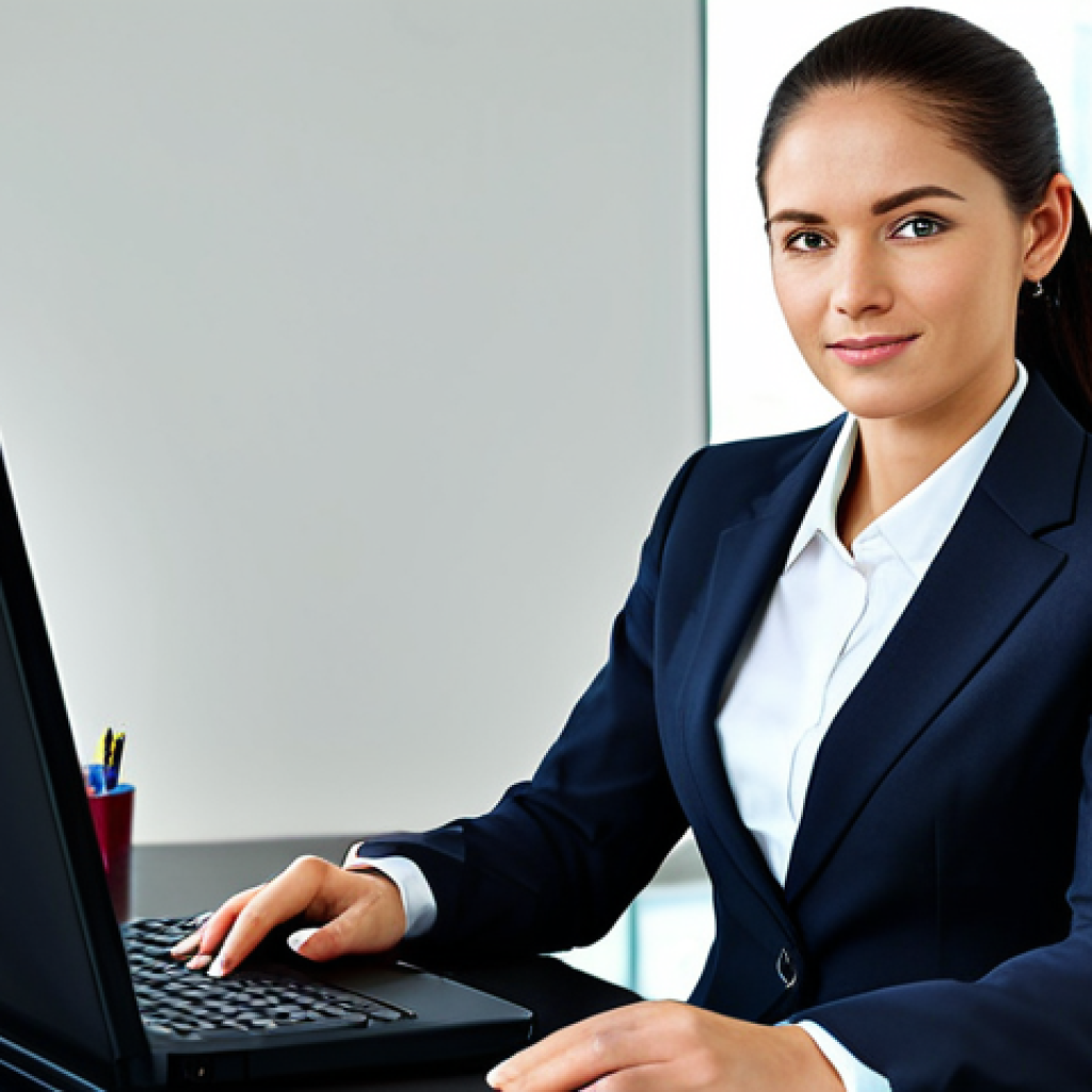 Professional Businesswoman**
"A professional businesswoman in a modest business suit, sitting at a desk in a modern office, fully clothed, appropriate attire, safe for work, perfect anatomy, natural proportions, professional photography, high quality, bright lighting, focused."
**