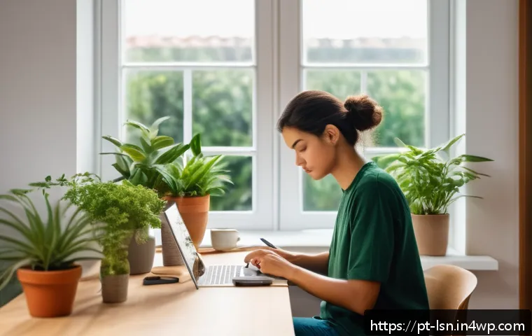 비교 학습과 인내력 키우기 - A serene home office scene featuring a young adult focused at a tidy desk with minimal distractions,...
